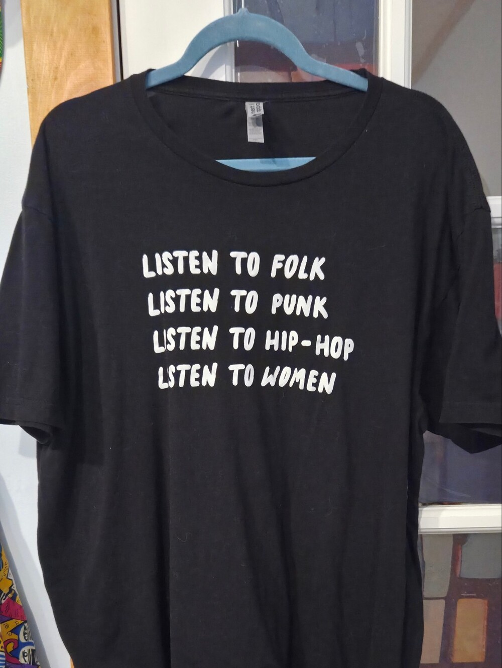 Next Level Apparel Black Short-Sleeve Graphic Tee with White Text